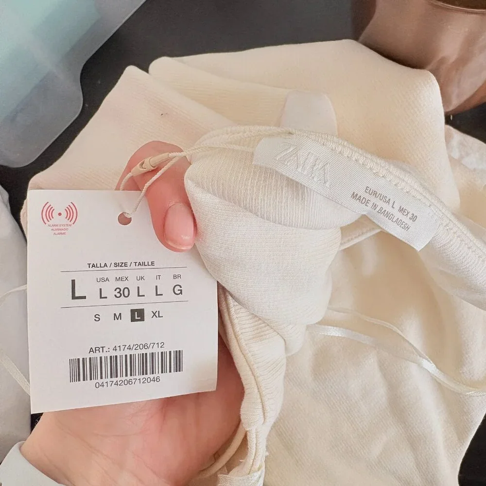 Zara Cutout Combination Midi Dress Ecru White NWT Size Large - Picture 9 of 10